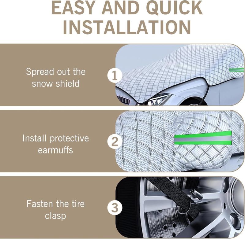Car Windshield Cover Silver Thick Durable Material Innovative Insulation Tech - Reflective Warning Strip Windshield Protector for All-Season Car Front Area Protection - Image 4