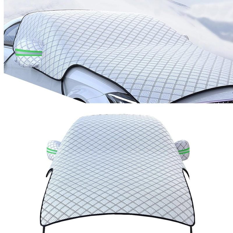 Car Windshield Cover Silver Thick Durable Material Innovative Insulation Tech - Reflective Warning Strip Windshield Protector for All-Season Car Front Area Protection - Image 1