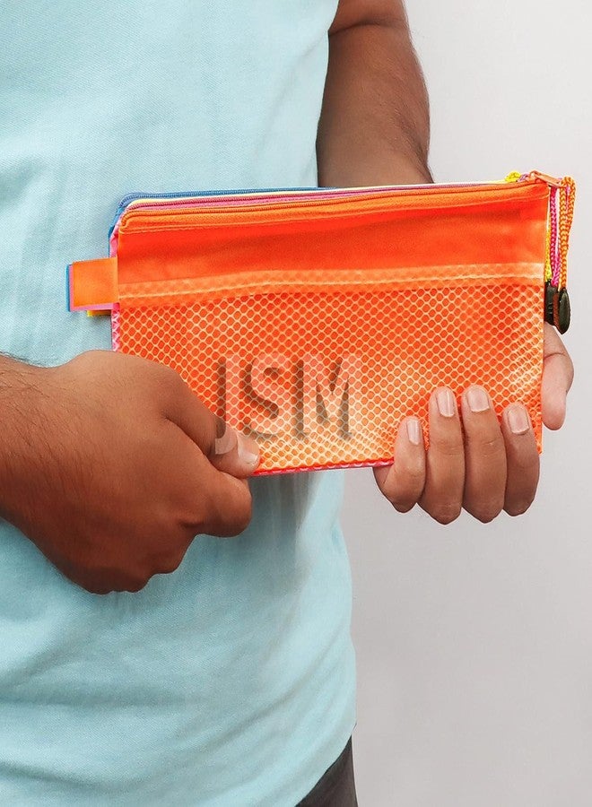 JSMSH حقائب بلاستيكية مقاومة للماء بسحاب من JSMSH للسفر والمستندات ومستحضرات التجميل | حقائب شبكية شفافة بسحاب للأدوات المكتبية (عبوة من 5 قطع، مقاس A3 وشيكات)، متعددة الألوان - Image 4