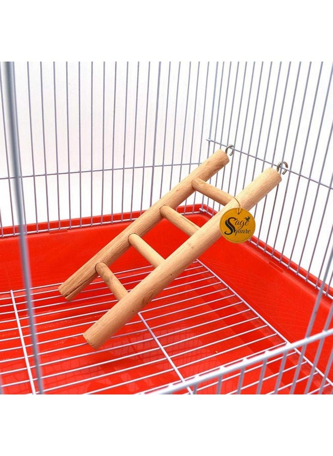 Sage Square Playful Natural Wooden Climbing Ladder Toy For Exercise & Fun || With Hooks To Hang On || For Hamsters, Sugar Glider, Dwarf, Rat, Mice, Gerbil || 6 Level / 30Cm  - Image 3