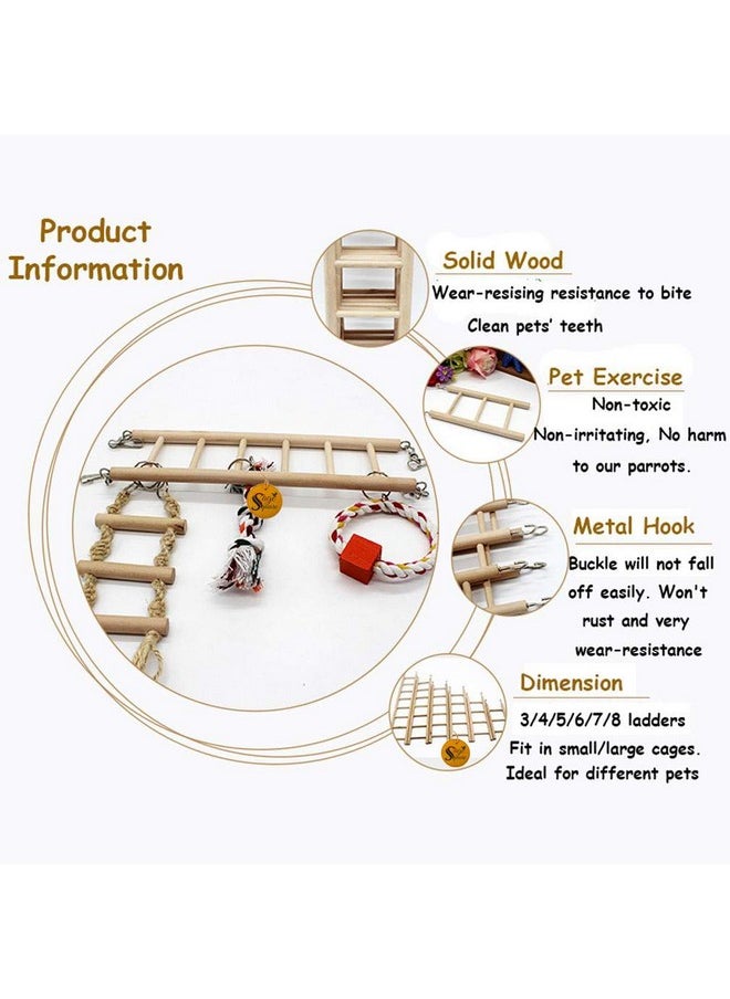 Sage Square Playful Natural Wooden Climbing Ladder Toy For Exercise & Fun || With Hooks To Hang On || For Hamsters, Sugar Glider, Dwarf, Rat, Mice, Gerbil || 6 Level / 30Cm  - Image 5