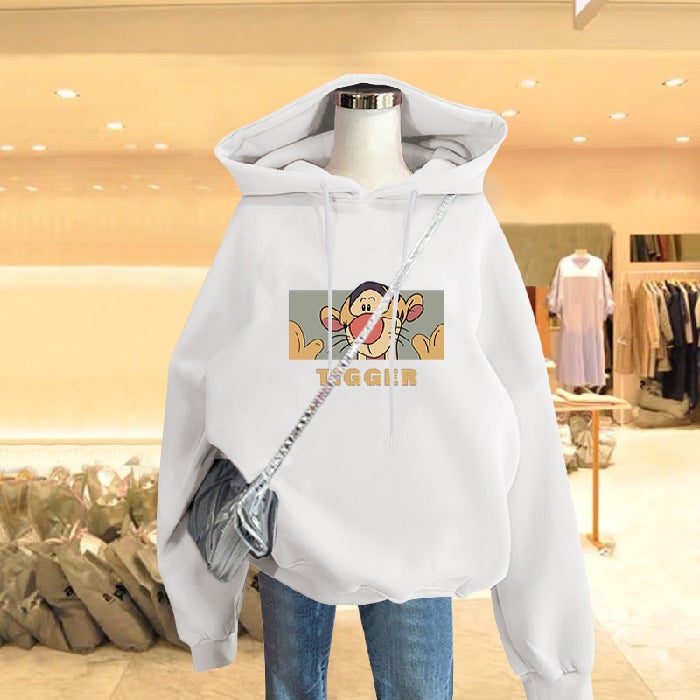 Fleece-Lined Hoodie Winter Coat Womens Autumn White fleece-lined  - Image 1