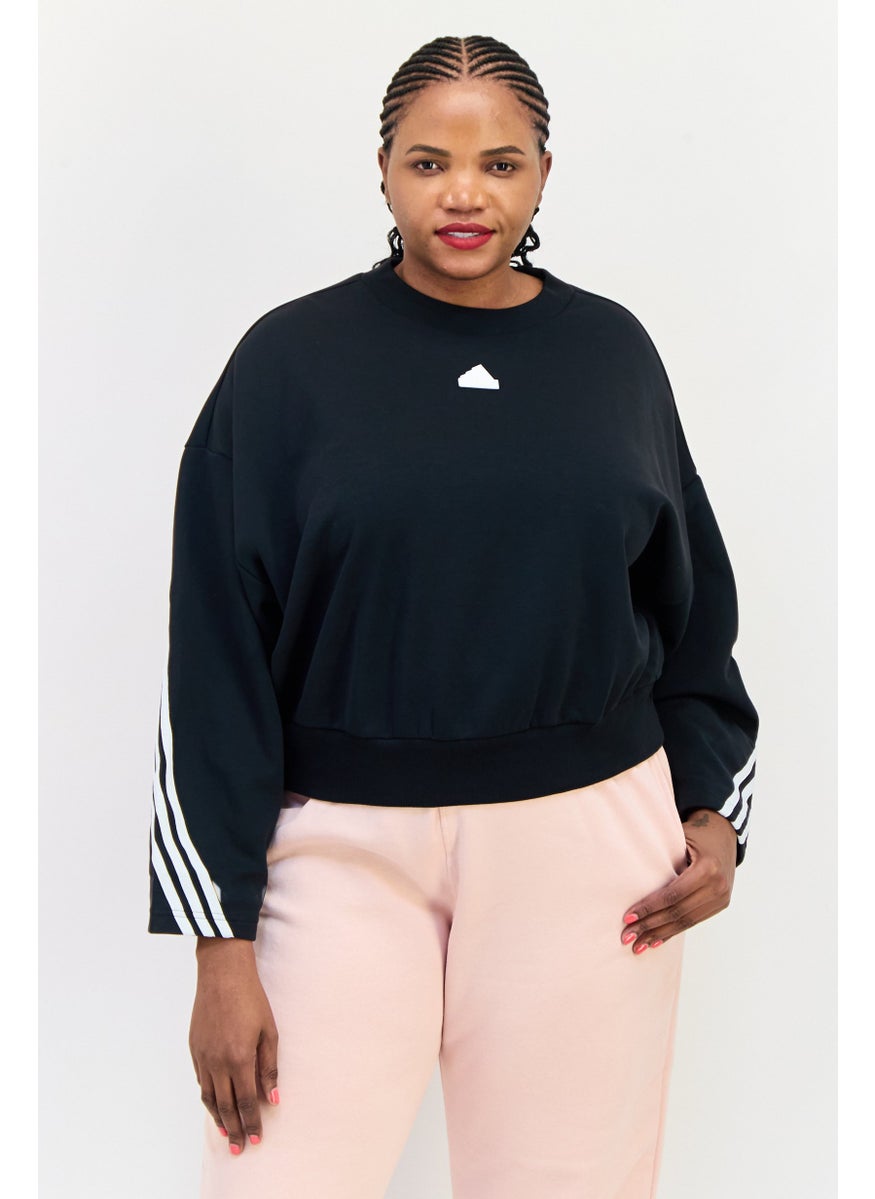 Adidas Women Plus Size Long Sleeve Outdoor Sweatshirt, Black  - Image 1
