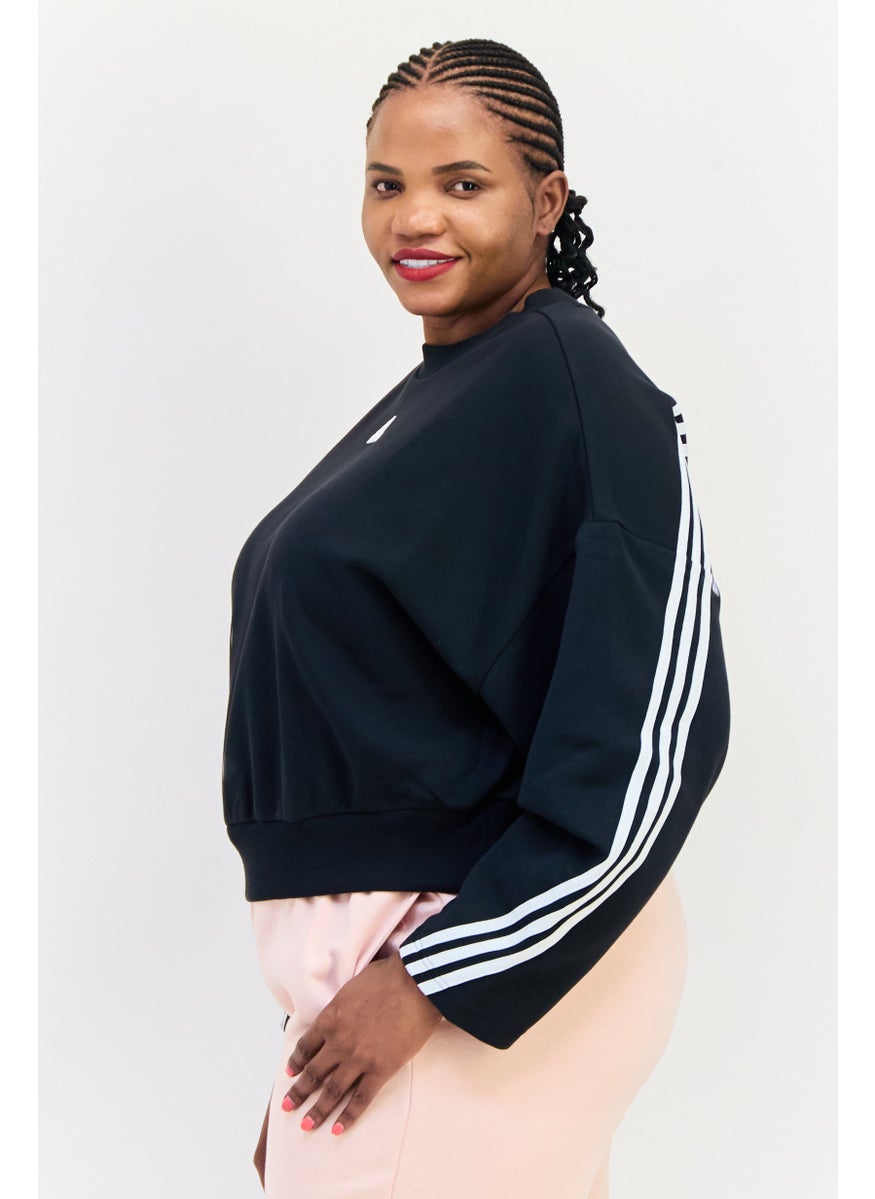 Adidas Women Plus Size Long Sleeve Outdoor Sweatshirt, Black  - Image 2