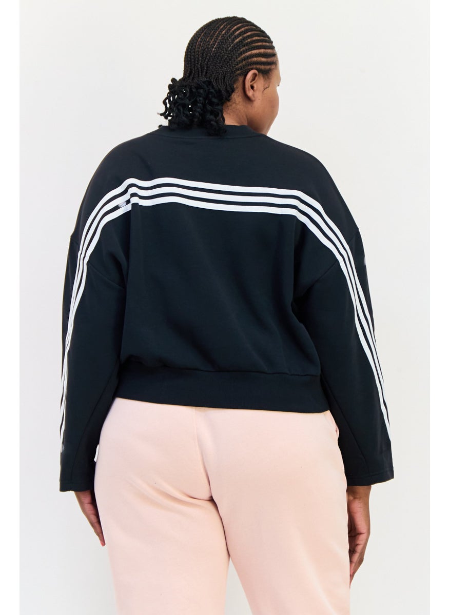 Adidas Women Plus Size Long Sleeve Outdoor Sweatshirt, Black  - Image 3