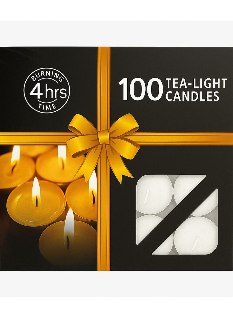 MOMENT Tealight Candles - Giant 100, Packs - White Unscented European Votive Smokeless Tea Lights For Shabbat, Weddings, Christmas, Home Decorative - Image 1