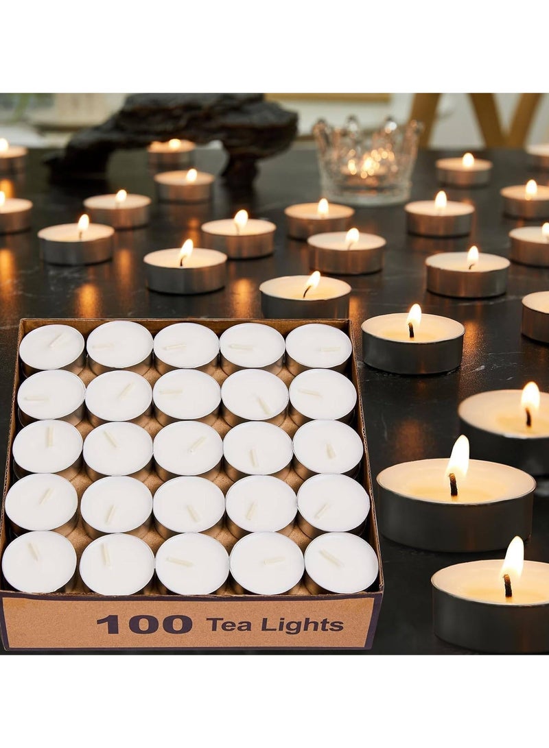 MOMENT Tealight Candles - Giant 100, Packs - White Unscented European Votive Smokeless Tea Lights For Shabbat, Weddings, Christmas, Home Decorative - Image 2