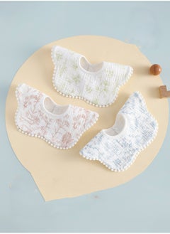 General Three Colors Cotton Gauze Baby Bibs, Breathable Baby Drool Cloths, One-Year-Old Decorative Bibs for Ages 0-1-2  - Image 1