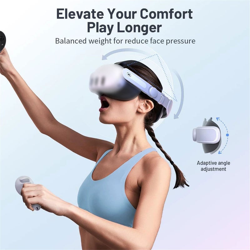 ورقة رأس VR قابلة للتعديل لون أبيض - رأس رفيع التخفيف من الضغط للجلسات الطويلة لعاب الواقع الافتراضي، لمرتدي النظارات - Image 4