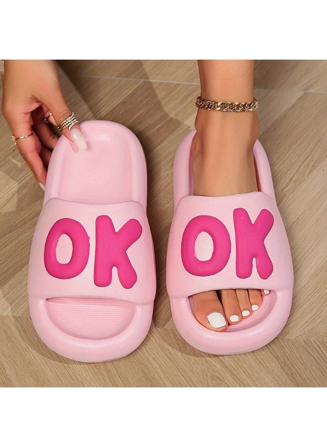 OK Women’s Slippers – Pink, Lightweight EVA, Feminine Look & Non‑Slip Sole  - Image 1