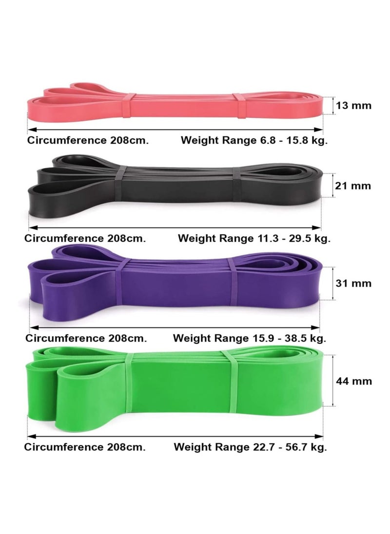 Sky Land Pull Up Resistance Exercise Bands| Set Of 4 Multicolor Heavy Duty Loop Bands, Stretch Bands For Power Lifting Workout With Storage Bag, EM-9356  - Image 4