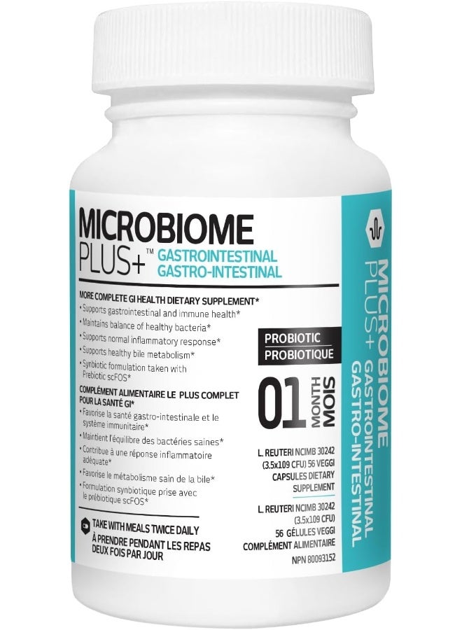 Microbiome Plus Gastrointestinal Probiotics L Reuteri NCIMB 30242 GI Digestive Supplements Capsule, Allergy Safe & Gluten Free for Men and Women (1 Month Supply) - Image 1