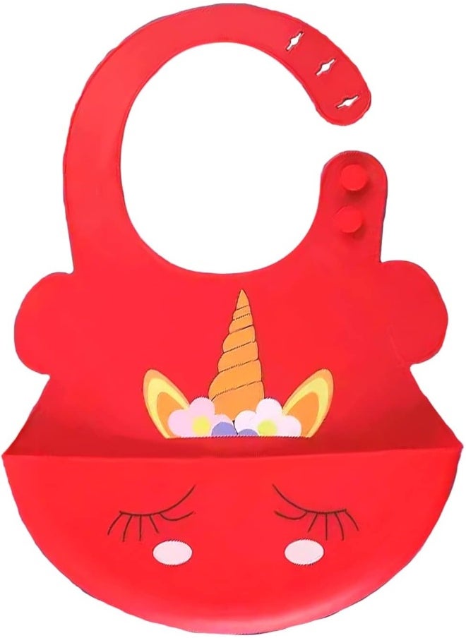 The Little Lookers Silicone Feeding Bib with Adjustable Strap, Waterproof, Easy to wash, Stain Proof | BPA Free/Soft Material Bibs with Tray/Food Catcher  - Image 1