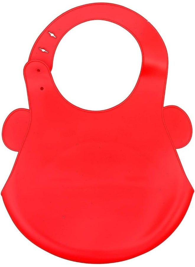The Little Lookers Silicone Feeding Bib with Adjustable Strap, Waterproof, Easy to wash, Stain Proof | BPA Free/Soft Material Bibs with Tray/Food Catcher  - Image 2