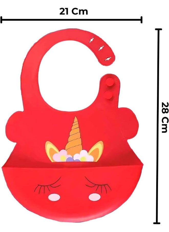 The Little Lookers Silicone Feeding Bib with Adjustable Strap, Waterproof, Easy to wash, Stain Proof | BPA Free/Soft Material Bibs with Tray/Food Catcher  - Image 3