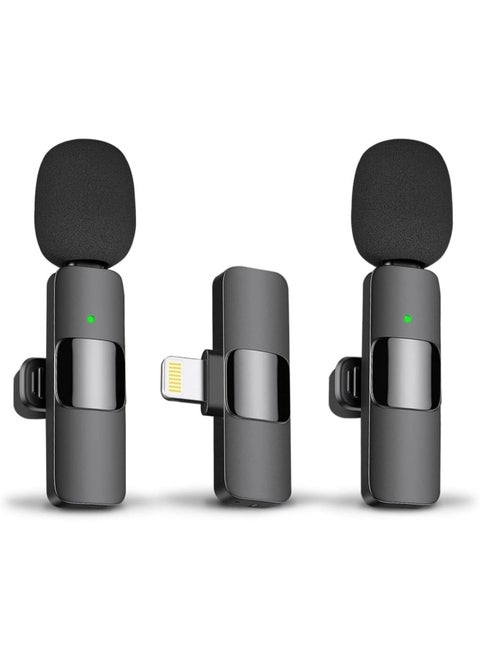 Professional Wireless Lavalier Lapel Microphone for iPhone, iPad - Cordless Omnidirectional Condenser Recording Mic for Interview Video Podcast Vlog YouTube