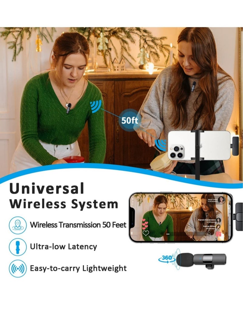 Professional Wireless Lavalier Lapel Microphone for iPhone, iPad - Cordless Omnidirectional Condenser Recording Mic for Interview Video Podcast Vlog YouTube
