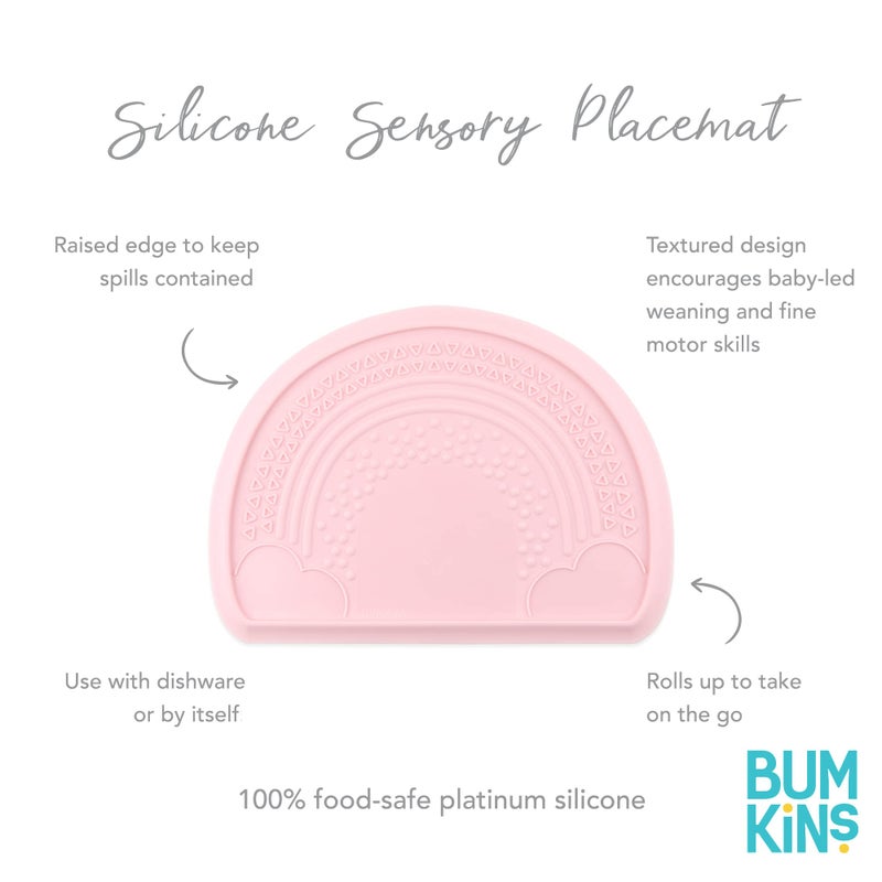 Bumkins Baby Silicone Sensory Placemat, for Babies and Toddlers, Suction Mat for Restaurants, Stick On High Chairs and Tables, Eating Finger Foods, Baby Led Weaning Essentials, Ages 6 Months Up, Pink - Image 4
