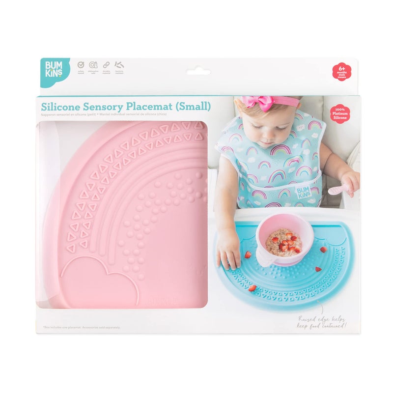 Bumkins Baby Silicone Sensory Placemat, for Babies and Toddlers, Suction Mat for Restaurants, Stick On High Chairs and Tables, Eating Finger Foods, Baby Led Weaning Essentials, Ages 6 Months Up, Pink - Image 5