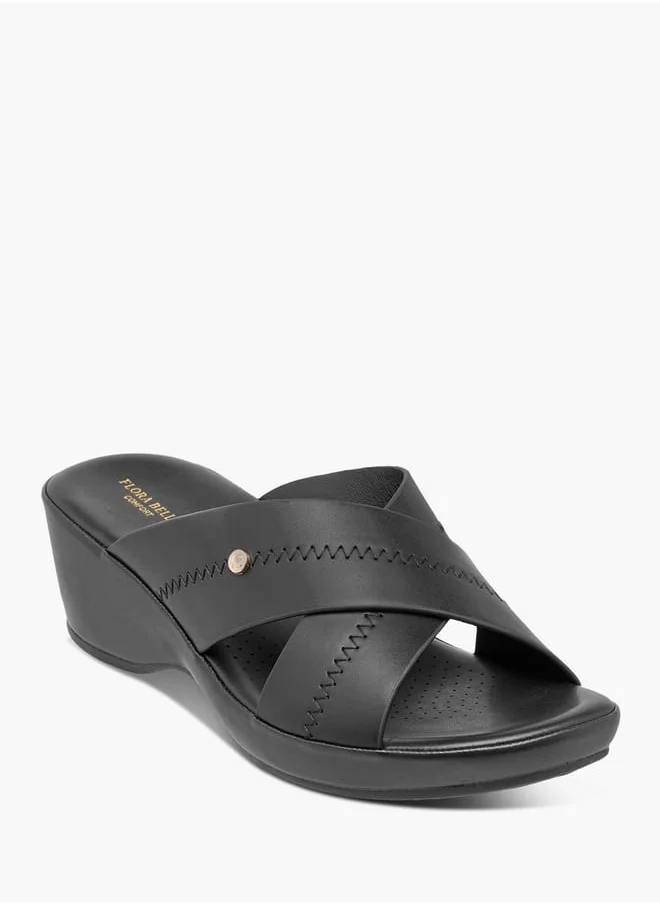 Flora Bella By Shoexpress Women Solid Slip-On Cross Strap Sandals with Block Heels