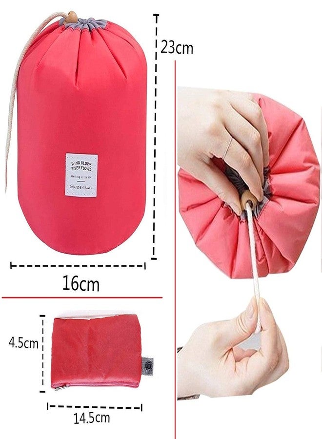 ERHETUS Latest Stylish Bucket Barrel Shaped Cosmetic Bag | Toiletry Bags | Round Makeup Pouch for Girls and Women (Multi Color) - Image 2