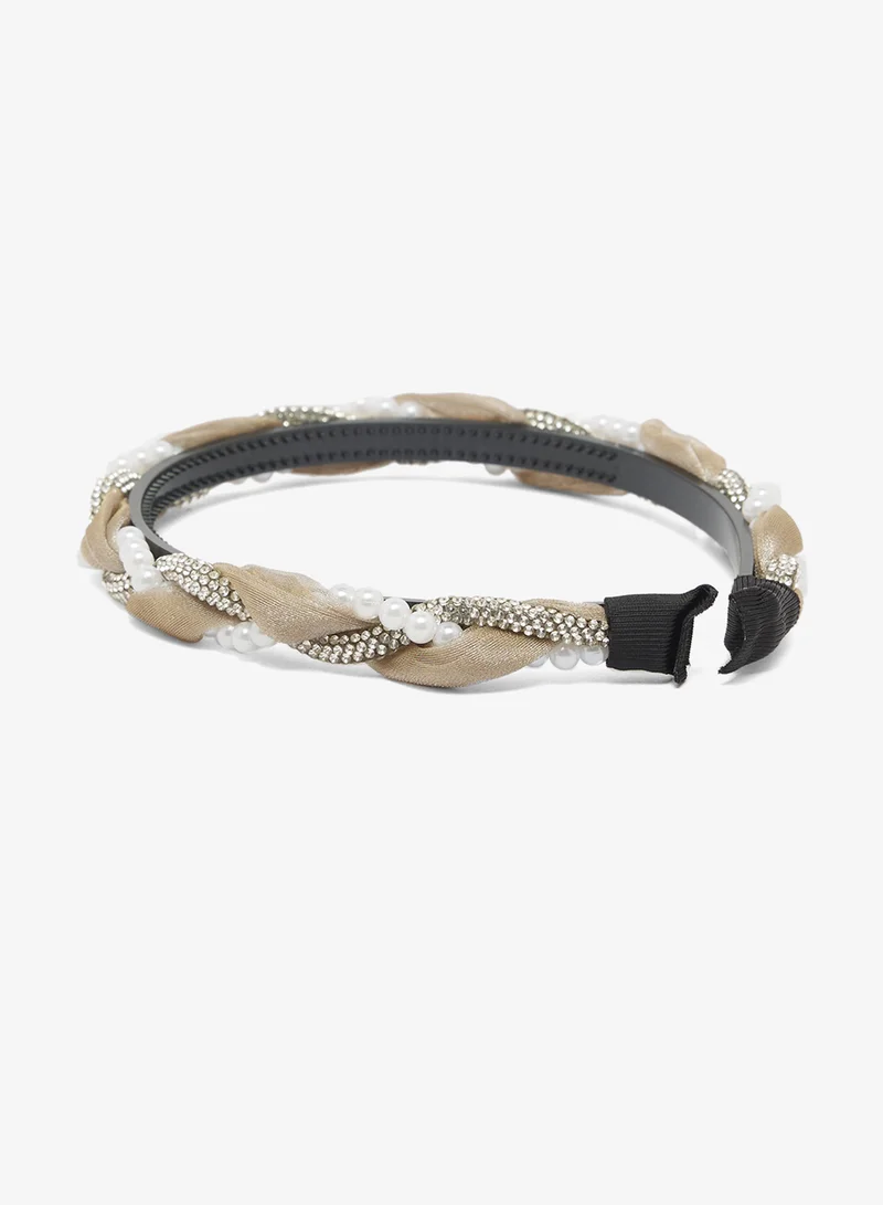 خزانة Braided Pearl Detail Headband