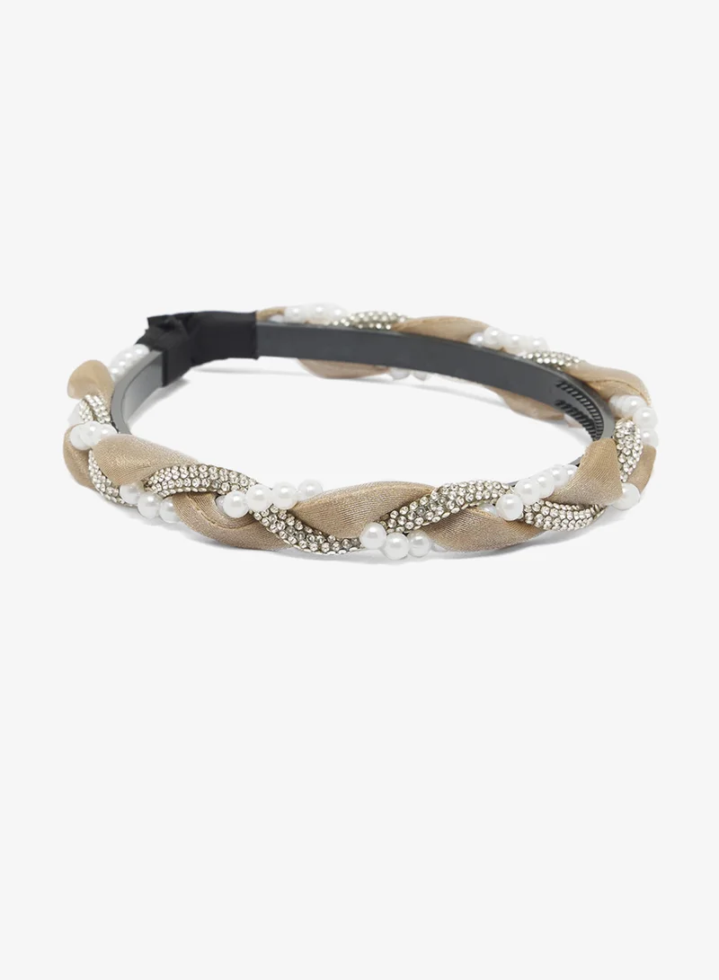 خزانة Braided Pearl Detail Headband