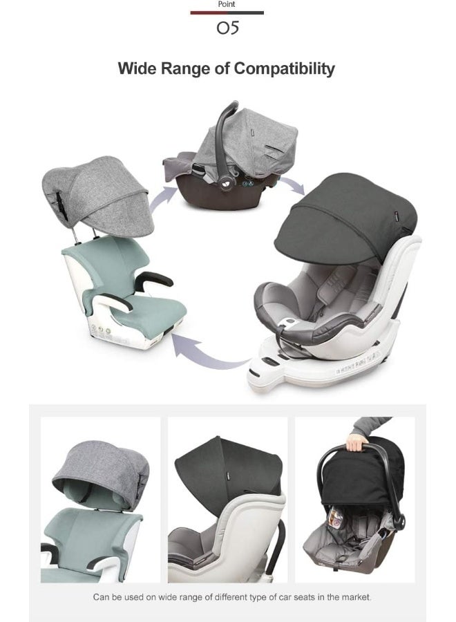 Manito Sun Shade Extender/Auxiliary Canopy for Car Seat (Beige) - Image 4