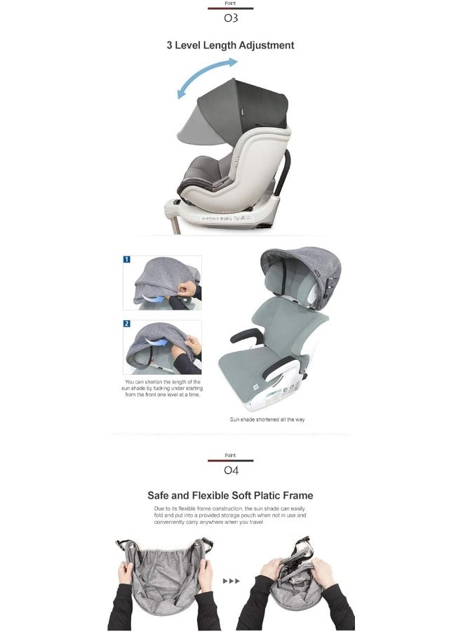 Manito Sun Shade Extender/Auxiliary Canopy for Car Seat (Beige) - Image 3
