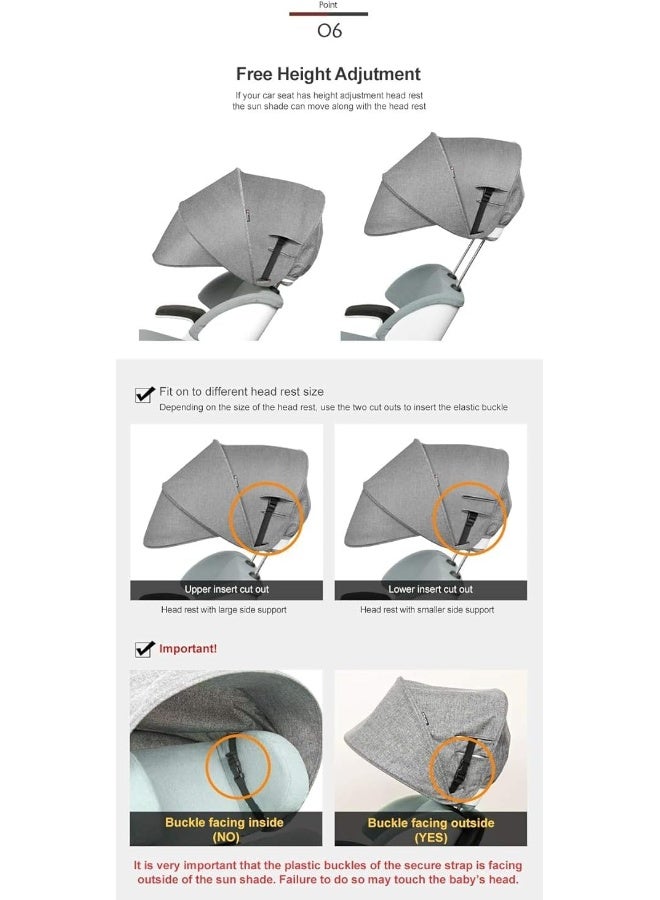 Manito Sun Shade Extender/Auxiliary Canopy for Car Seat (Beige) - Image 5