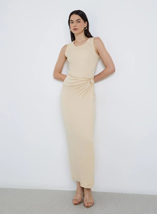 Take Two Take Two Solid Knitted Metal Buttons Midi Dress