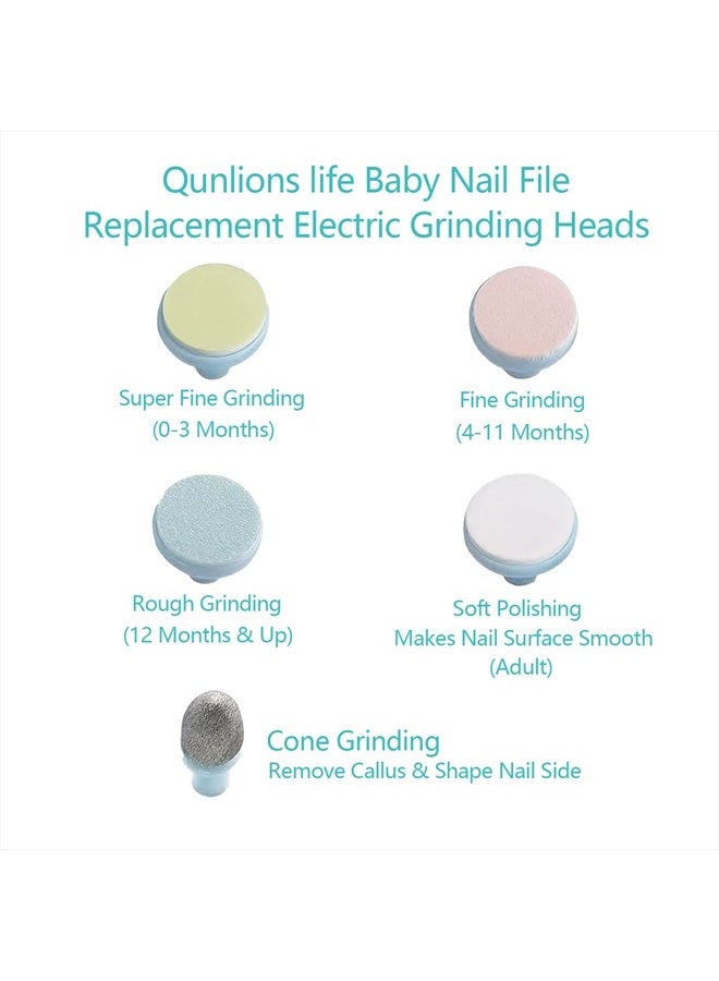 POPYJAN Qunlions life 12 Pieces Baby Nail File Pads Trimmer Replacement Electric Grinding Heads for Standard Kid Suits to Newborn Infant Toddler blue Piece Set - Image 2