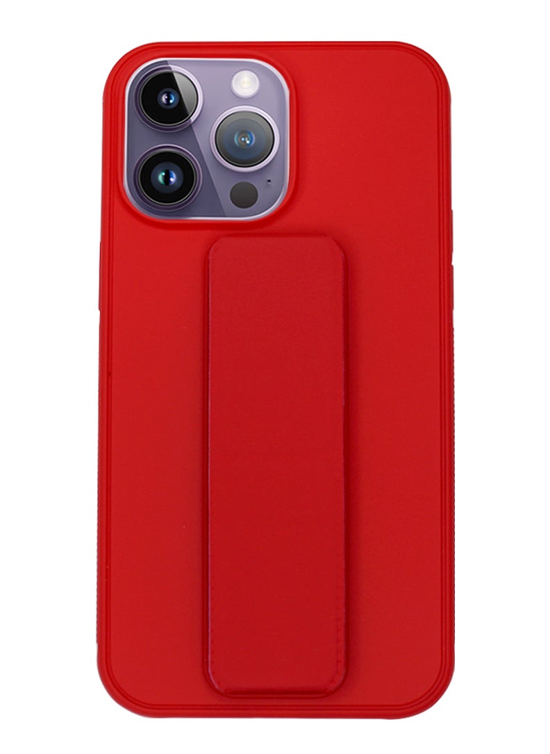 Theodor Fully Covered With Finger Grip Stand Holder Anti Slip Shockproof Protective Case Cover For Apple iPhone 14 Pro Max Red 