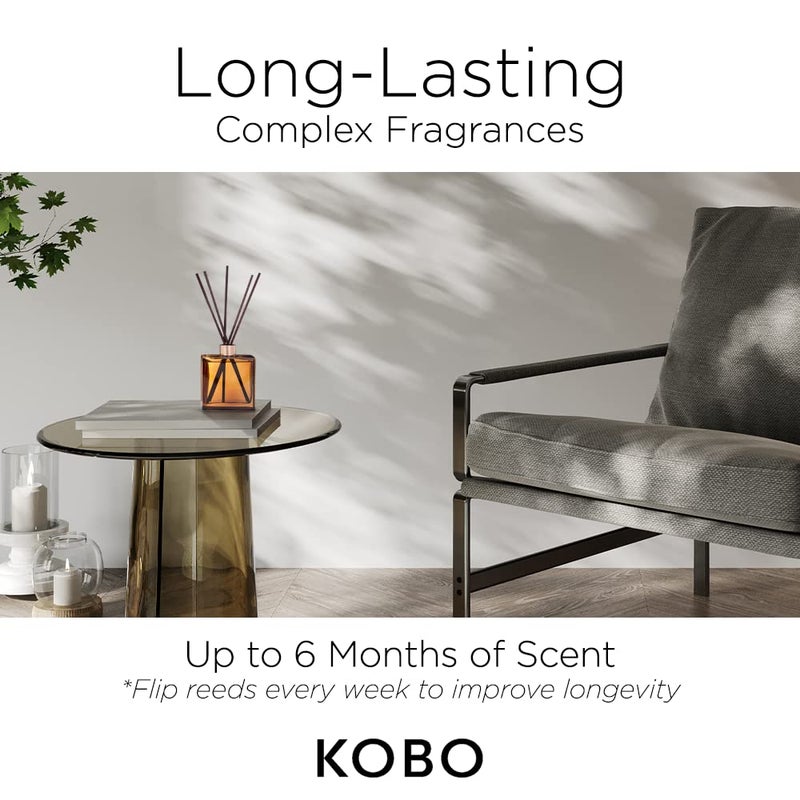 KOBO Bourbon 1792 Reed Diffuser, 9 oz | Premium Fragrance Diffuser Oils | 6-Month Long Lasting Room Diffuser for Home, Office | Natural Aromatherapy Scented Oil for Home | 11â€ Reed Sticks, Glass - Image 4