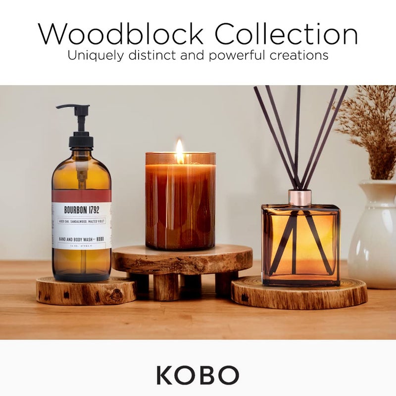 KOBO Bourbon 1792 Reed Diffuser, 9 oz | Premium Fragrance Diffuser Oils | 6-Month Long Lasting Room Diffuser for Home, Office | Natural Aromatherapy Scented Oil for Home | 11â€ Reed Sticks, Glass - Image 3