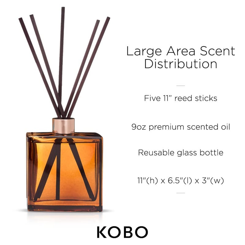KOBO Bourbon 1792 Reed Diffuser, 9 oz | Premium Fragrance Diffuser Oils | 6-Month Long Lasting Room Diffuser for Home, Office | Natural Aromatherapy Scented Oil for Home | 11â€ Reed Sticks, Glass - Image 5