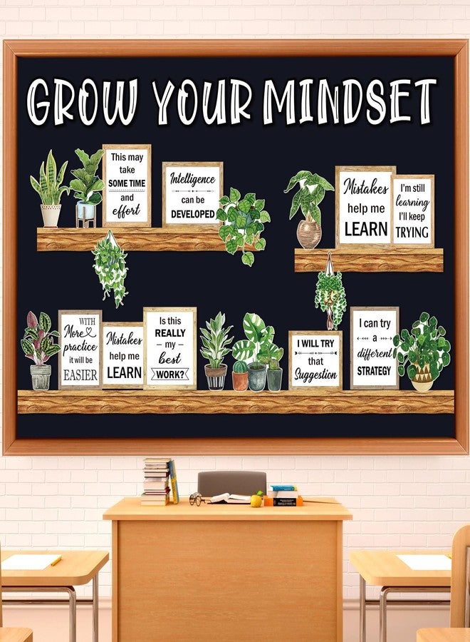 Qilery Bookshelf Bulletin Board Set Grow Your Mindset Motivational Classroom Decor Reading Library Bulletin Board Set Inspirational Cutout for Back to School Classroom Decoration - Image 1