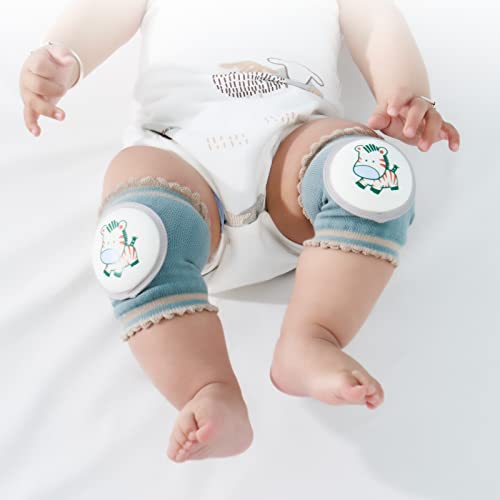 Reidio 2 Pairs Baby Knee Pads for Crawling Breathable Elastic Cotton Crawling Knee Pads Cute Unisex Baby Knee Protector with Sponge Pad for Baby Toddler (Rabbit & Cat) - Image 2