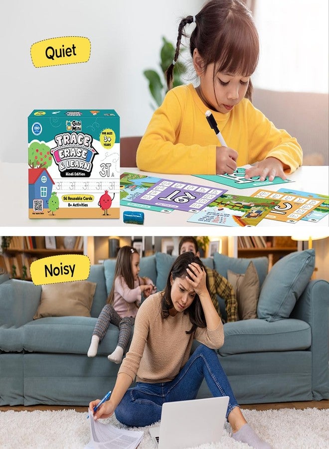 GiniMini Trace, Erase & Learn - Hindi Edition | 56 Rewritable for Ages 3+ | Learn Swars & Vyanjans | Pre-Writing Hindi Activity Kit with Marker, Play-Doh & Rhymes - Image 5