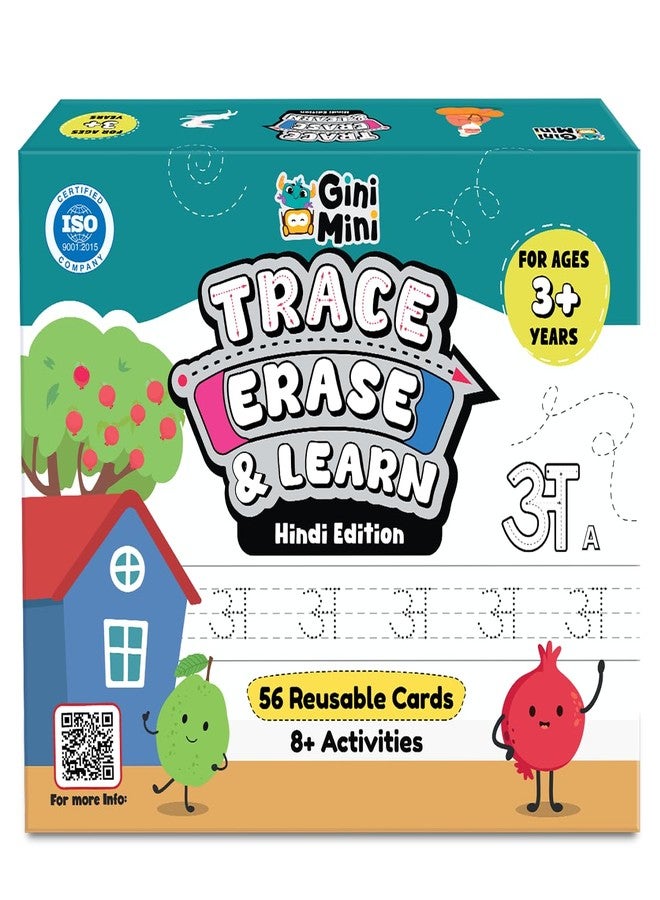 GiniMini Trace, Erase & Learn - Hindi Edition | 56 Rewritable for Ages 3+ | Learn Swars & Vyanjans | Pre-Writing Hindi Activity Kit with Marker, Play-Doh & Rhymes - Image 1