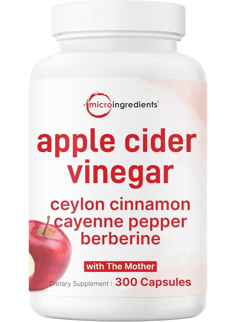 Micro Ingredients Apple Cider Vinegar with  Ceylon cinnamon cayenne pepper berberine 4800mg 300 capsules - Image 1