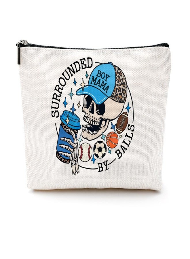 CQM Boy Mother Mom Gifts Funny Makeup Bag Baseball Soccer Football Basketball Sports Gifts Skeleton Cosmetic Bag Sports Mama Zipper Pouch Gifts for Mom Women Sports Coaches Birthday Gifts - Image 1