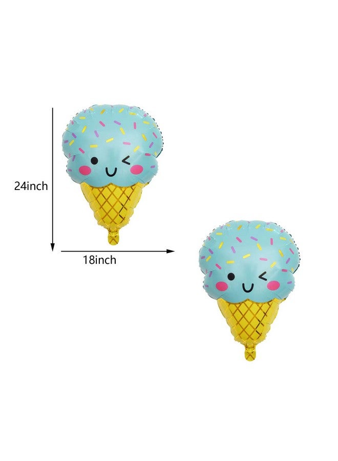 LYK 6PCS Ice Cream Foil Balloons Ice Cream Party Decorations Mylar Balloons for Baby Shower Ice Cream Summer Hawaii Luau Birthday Party Decorations - Image 2