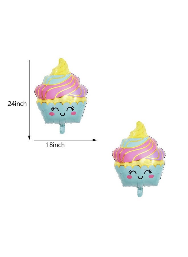 LYK 6PCS Ice Cream Foil Balloons Ice Cream Party Decorations Mylar Balloons for Baby Shower Ice Cream Summer Hawaii Luau Birthday Party Decorations - Image 3
