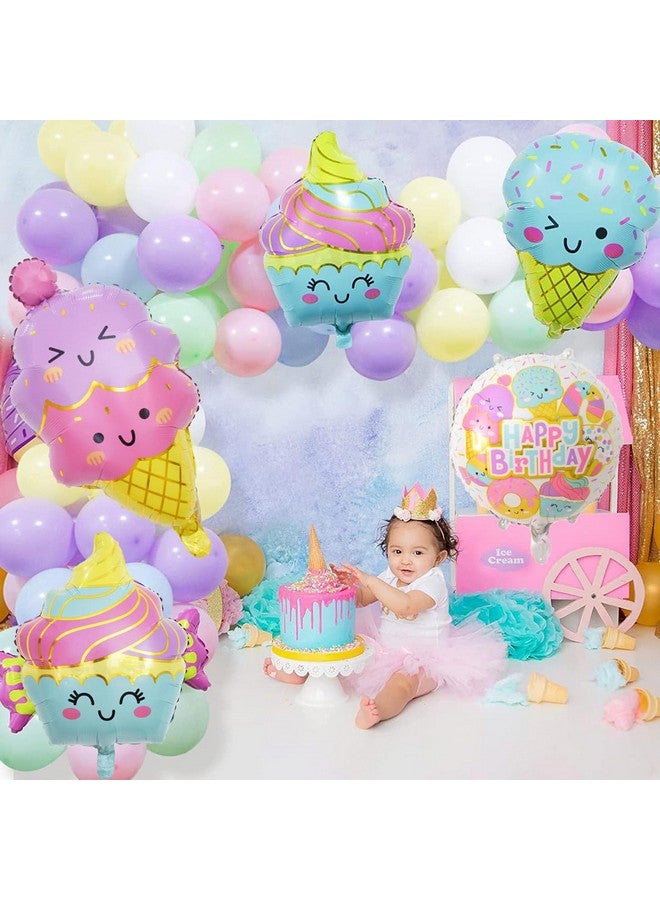 LYK 6PCS Ice Cream Foil Balloons Ice Cream Party Decorations Mylar Balloons for Baby Shower Ice Cream Summer Hawaii Luau Birthday Party Decorations - Image 5
