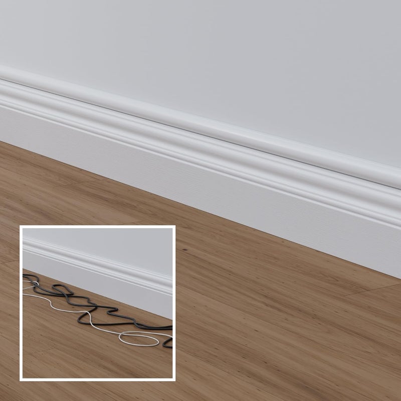 D-Line Half Round Cord Hider, Patented Cable Cover, Hide TV Wall Mount Wires, Raceway for Cords, Decorative Wire Covers, Paintable, Adhesive Cable Concealer - 8X 1.18in W x 0.59in H x 39in L - White - Image 4