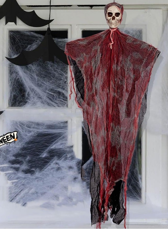 الهالوين المعلق إله الموت الهالوين الهيكل العظمي الشبح الطائر يستخدم للهالوين منزل مسكون داخلي وخارجي فناء حديقة حفلة رعب الدعائم الديكور - Image 3