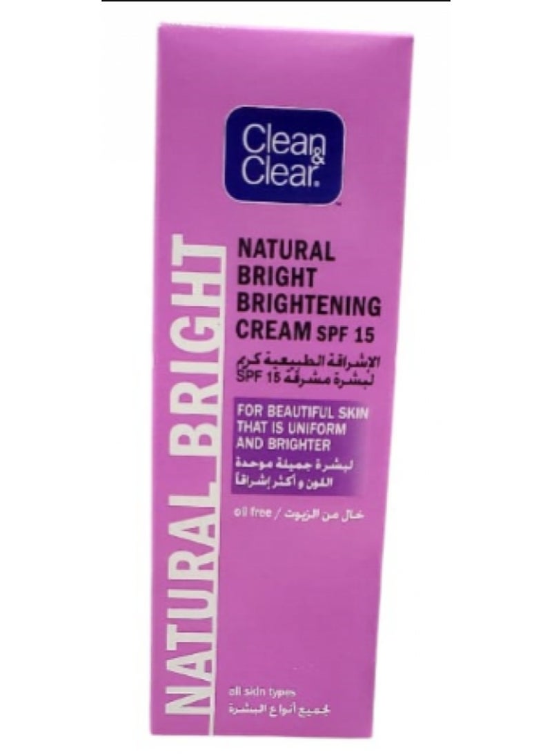 Clean & Clear Clean Clear NATURAL BRIGHT BRIGHTENING CREAM spf15 (oil free all skin types - Image 1