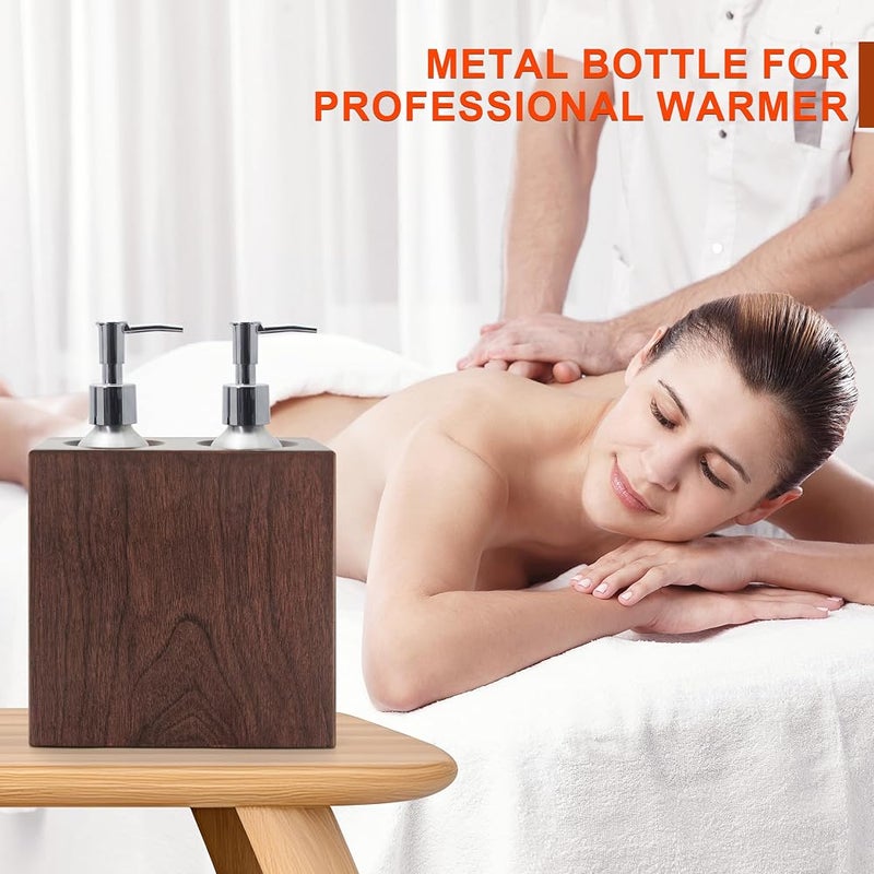 Elitzia Massage Oil Pump Bottle Use with Massage Oil Warmer Essential Oil Heat Bottle with Pump Spare Part for Beauty Salon Oil Heating Device, Silver Aluminum, Bottom 4.9 cm - Image 2