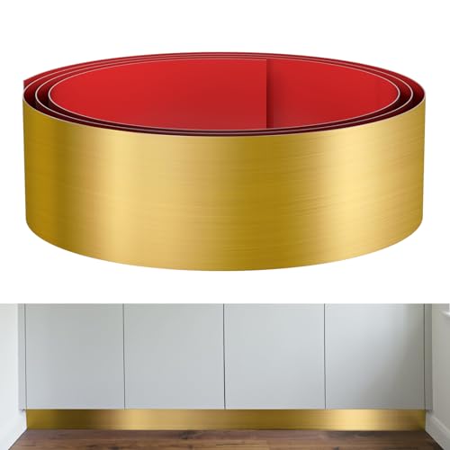 Sanbege Stainless Steel Toe Kick Cover, 6" x 102" Baseboard Plate, Self Adhesive Kickplate for Bottom of Door, Kitchen Island, Cabinet, Cupboard (Brushed Gold) - Image 1
